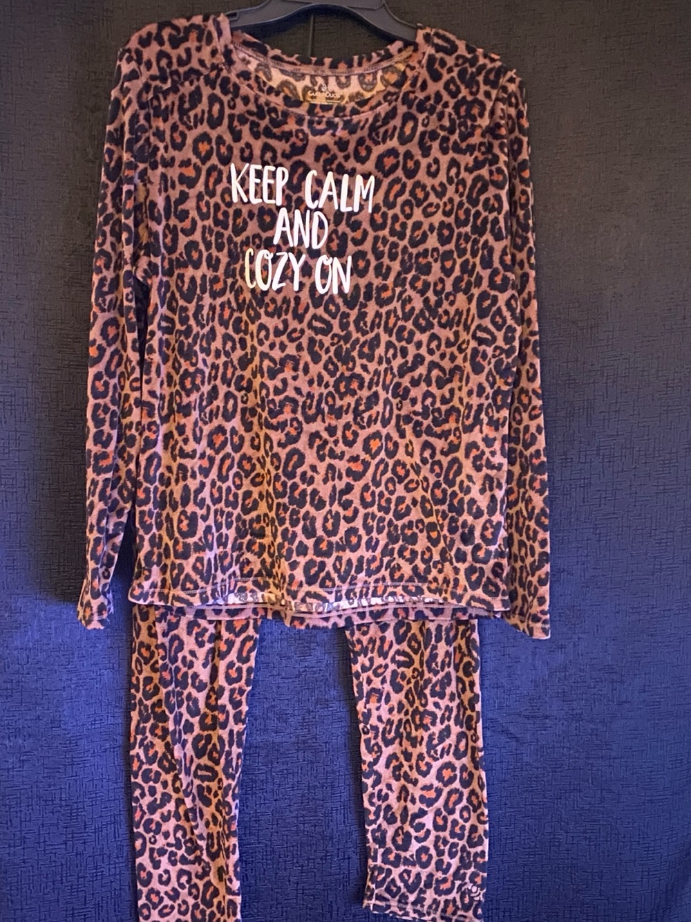 Cuddl Duds - 2-piece Leopard Print Pajama Set size large